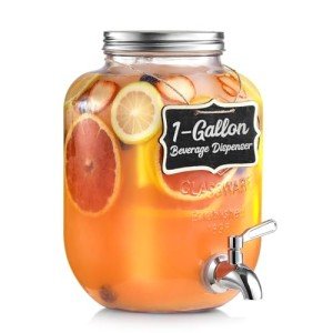 1 Gallon Glass Drink Dispenser with Stainless Steel Spigot
