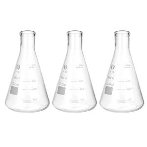 PATIKIL 1000ml Borosilicate Glass Erlenmeyer Flasks - 3 Pack