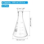 PATIKIL 1000ml Borosilicate Glass Erlenmeyer Flasks - 3 Pack