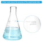 PATIKIL 1000ml Borosilicate Glass Erlenmeyer Flasks - 3 Pack
