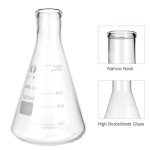 PATIKIL 1000ml Borosilicate Glass Erlenmeyer Flasks - 3 Pack