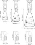 QWORK Borosilicate Glass Erlenmeyer Flask Set