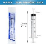 10 Pack of 20ml Plastic Syringes, No Needle
