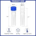 PATIKIL 0.5ml Self Standing Cryogenic Vials - 25 Pack