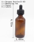 Amber Glass Dropper Bottles 2 oz - 4 Pack