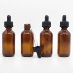 Amber Glass Dropper Bottles 2 oz - 4 Pack