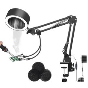 3-in-1 Solder Fume Extractor with Light & Hands