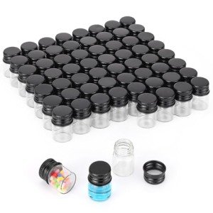 63 Pcs 5ml Clear Glass Bottles with Caps