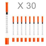 U-100 Disposable Syringes with Needles - 30G, 30-Pack