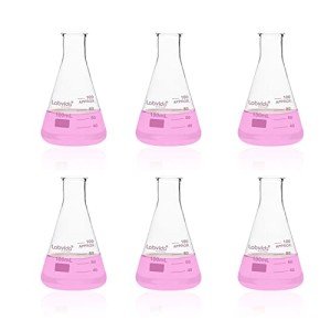 6pcs Narrow Mouth Glass Erlenmeyer Flasks - 100ml
