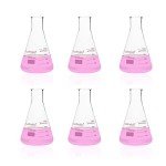 6pcs Narrow Mouth Glass Erlenmeyer Flasks - 100ml