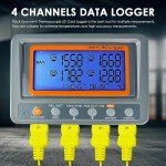 4-Channel Digital K-Type Thermocouple Thermometer with Data Logger