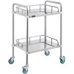 VEVOR 2-Shelf Stainless Steel Lab Cart with Wheels