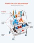 VEVOR 3-Tier Stainless Steel Rolling Utility Cart