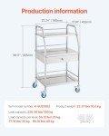 VEVOR 3-Tier Stainless Steel Rolling Utility Cart