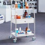VEVOR 3-Tier Stainless Steel Rolling Utility Cart