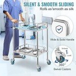 VEVOR 2-Shelf Stainless Steel Lab Cart with Wheels