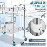 VEVOR 2-Shelf Stainless Steel Lab Cart with Wheels