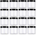 Clear Plastic Vials, 8 oz, Pack of 16