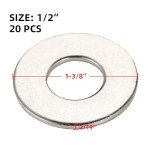 20 Pack 1/2" Stainless Steel Flat Washers