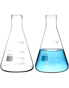 QWORK 1000ML Borosilicate Erlenmeyer Flask Set, 2 Pcs