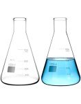 QWORK 1000ML Borosilicate Erlenmeyer Flask Set, 2 Pcs