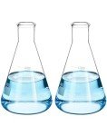 QWORK 1000ML Borosilicate Erlenmeyer Flask Set, 2 Pcs