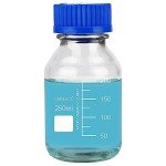 Round Media Storage Bottle with GL45 Blue Cap, 250 ml