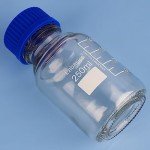 Round Media Storage Bottle with GL45 Blue Cap, 250 ml