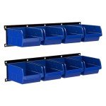 Wall Mounted Plastic Storage Bin Set - 8 Bins