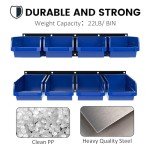 Wall Mounted Plastic Storage Bin Set - 8 Bins
