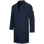 Bulwark FR Men's Navy Concealed Snap Medical Lab Coat