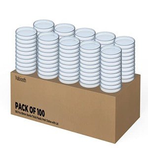 100 Sterile Thick Plastic Petri Dishes with Lids