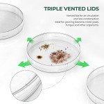 100 Sterile Thick Plastic Petri Dishes with Lids