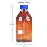 Amber Glass Media Storage Bottle with GL45 Cap, 1000 ml