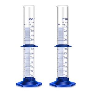 2-Pack 250ML Thick Glass Graduated Measuring Cylinders