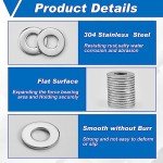 500 Pcs Stainless Steel Flat Washers, 1/4" ID