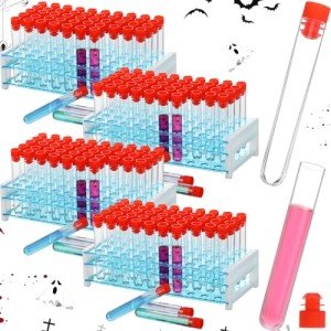 200 Pcs Plastic Test Tubes with Rack & Caps