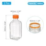 2 Pack 1000ml Borosilicate Glass Media Bottles
