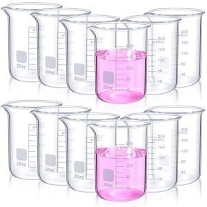 12-Pack 200ml Thick Glass Beakers with Spouts