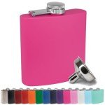 Matte Pink 6 oz Stainless Steel Hip Flask Set