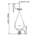 QWORK 1000ml Separating Funnel with PTFE Plug