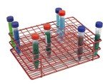 Red Epoxy-Coated Steel Tube Rack, 108 Wells