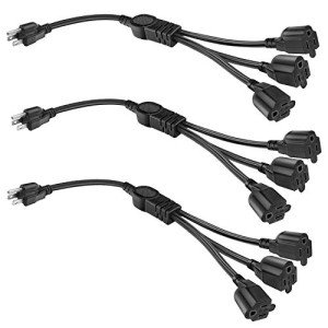 3 Prong Y Power Splitter Extension Cord (3 Pack)