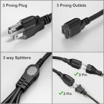 3 Prong Y Power Splitter Extension Cord (3 Pack)