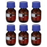 6 Pack 50ml Borosilicate Glass Storage Bottles