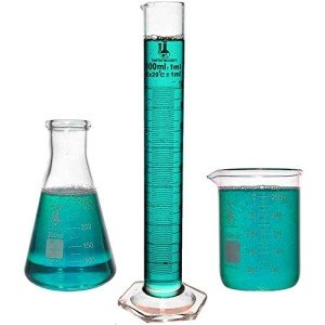 Glass Beaker, Flask, and Cylinder Set - 3 Pieces