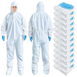 TrelaCo Disposable Hazmat Suit Set with Gloves