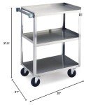 Stainless Steel Angle-Leg Lab Cart - 500 lb Capacity
