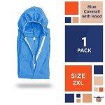 EZGOODZ Blue Disposable Coveralls with Hood - XXL